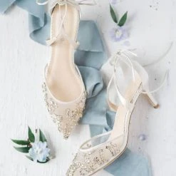 FRANCES GOLD Wedding Champagne Gold Kitten Heels With Crystals