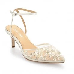 ROSA IVORY Floral Pearl Beaded Wedding Shoes Low Heel 14 ROSA IVORY Floral Pearl Beaded Wedding Shoes Low Heel