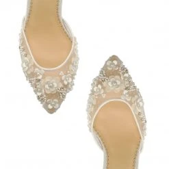 ROSA IVORY Floral Pearl Beaded Wedding Shoes Low Heel 16 ROSA IVORY Floral Pearl Beaded Wedding Shoes Low Heel