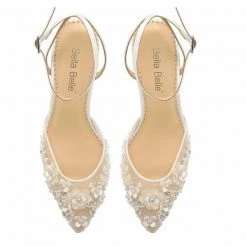 ROSA IVORY Floral Pearl Beaded Wedding Shoes Low Heel 17 ROSA IVORY Floral Pearl Beaded Wedding Shoes Low Heel