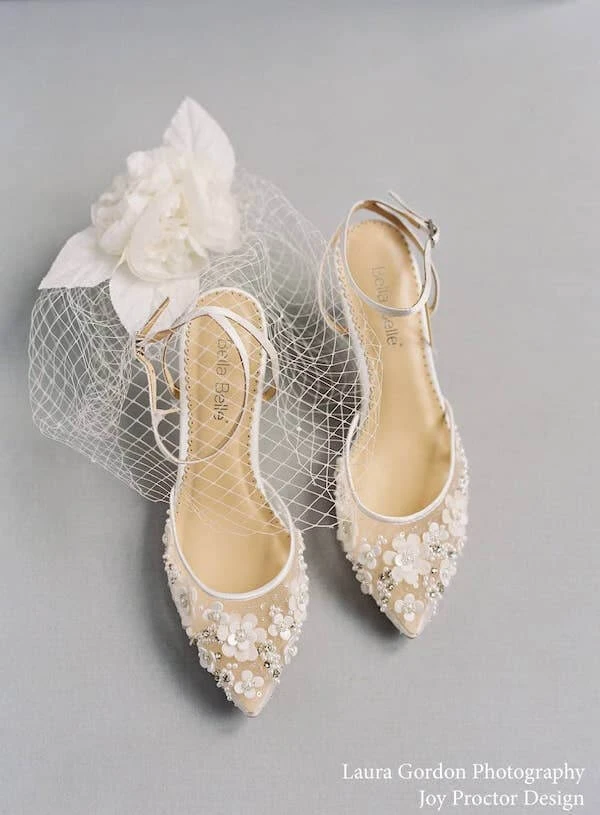 ROSA IVORY Floral Pearl Beaded Wedding Shoes Low Heel 9 ROSA IVORY Floral Pearl Beaded Wedding Shoes Low Heel