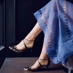 AMELIA BLACK Evening Lace Black Strap Kitten Heels 16 AMELIA BLACK Evening Lace Black Strap Kitten Heels