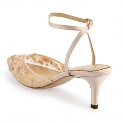 ROSA BLUSH Pearl Pink Wedding Shoes Low Heel
