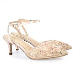 ROSA BLUSH Pearl Pink Wedding Shoes Low Heel