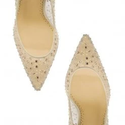 ELSA NUDE Crystal Embellished Sequin Sparkly Nude Heels Wedding