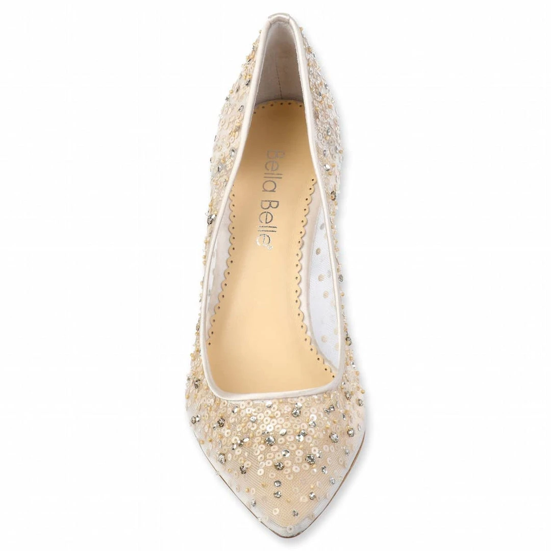 EVELYN NUDE Wedding Low Heel Crystal Sequin Nude Sparkly Heels 5 EVELYN NUDE Wedding Low Heel Crystal Sequin Nude Sparkly Heels