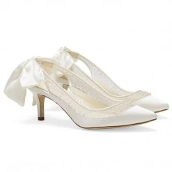 GEORGIA Ivory Kitten Heel Bridal Shoes Wedding