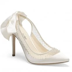 GABRIELLE Ivory Slingback Wedding Shoes With Pearls