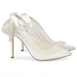 GABRIELLE Ivory Slingback Wedding Shoes With Pearls