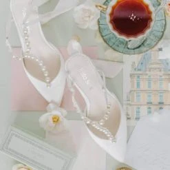 LUCIA Wedding Ivory Pearl Bridal Shoes With Bow 20 LUCIA Wedding Ivory Pearl Bridal Shoes With Bow