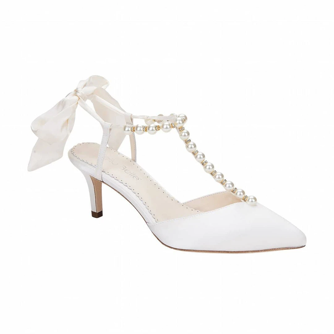 LUCIA Wedding Ivory Pearl Bridal Shoes With Bow 4 LUCIA Wedding Ivory Pearl Bridal Shoes With Bow