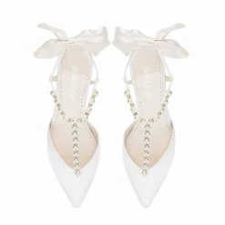 LUCIA Wedding Ivory Pearl Bridal Shoes With Bow 15 LUCIA Wedding Ivory Pearl Bridal Shoes With Bow