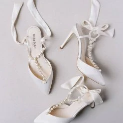 LUCIA Wedding Ivory Pearl Bridal Shoes With Bow 19 LUCIA Wedding Ivory Pearl Bridal Shoes With Bow