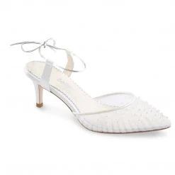 ELENA Wedding Pleated Tulle Pearl Kitten Heels 11 ELENA Wedding Pleated Tulle Pearl Kitten Heels
