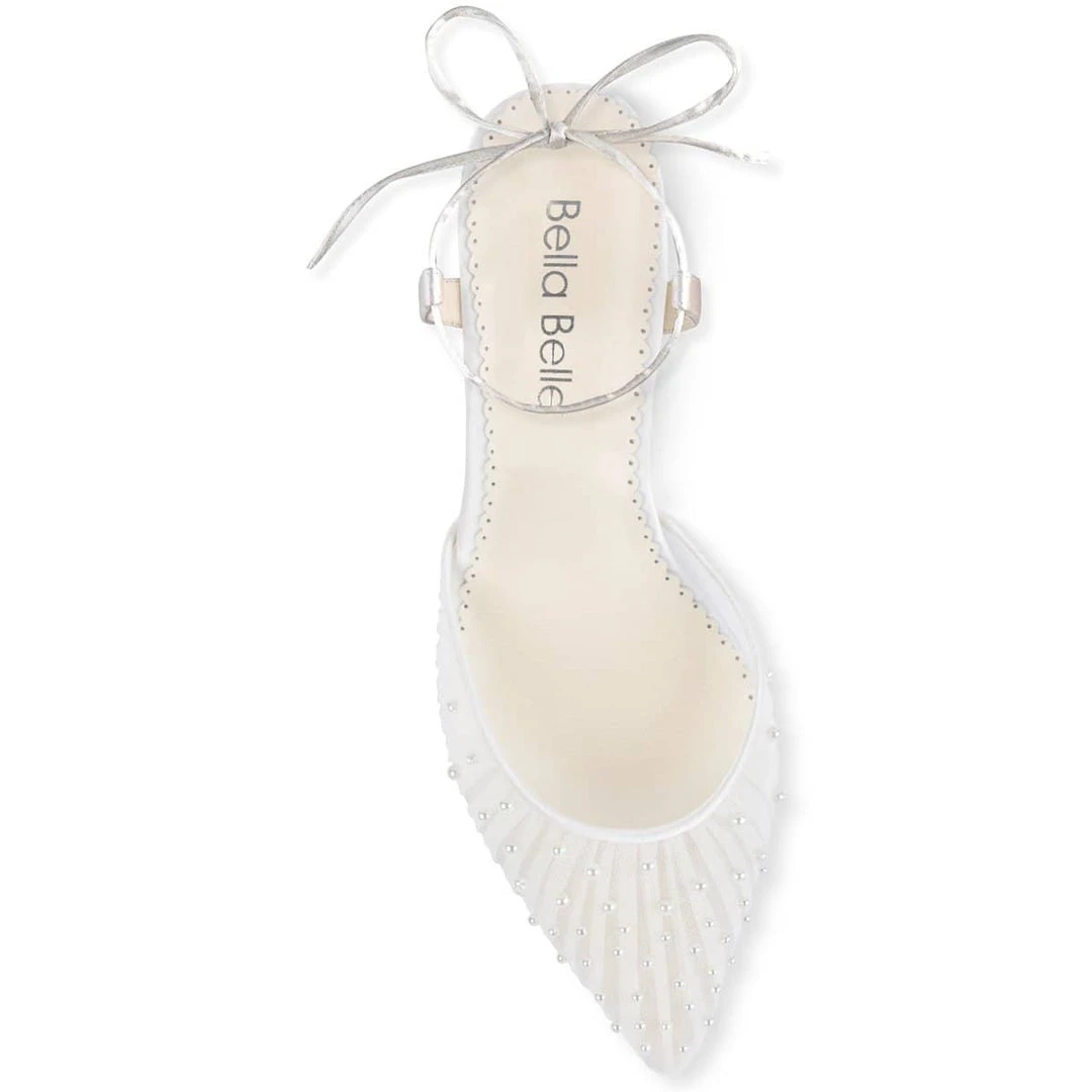 ELENA Wedding Pleated Tulle Pearl Kitten Heels 6 ELENA Wedding Pleated Tulle Pearl Kitten Heels