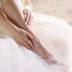 ELENA Wedding Pleated Tulle Pearl Kitten Heels 17 ELENA Wedding Pleated Tulle Pearl Kitten Heels