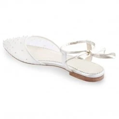 CARINA Pleated Tulle Pearl Flats For Wedding