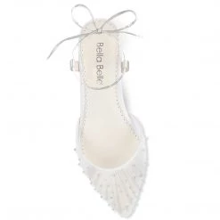 CARINA Pleated Tulle Pearl Flats For Wedding