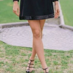 RITA BLACK Black T Strap Heels With Polka Dots