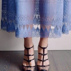 RITA BLACK Black T Strap Heels With Polka Dots