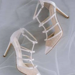 RITA IVORY Polka Dot And Ribbons Wedding Heel