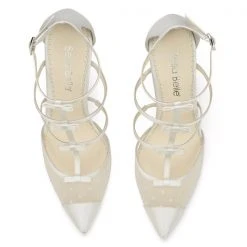 RITA IVORY Polka Dot And Ribbons Wedding Heel