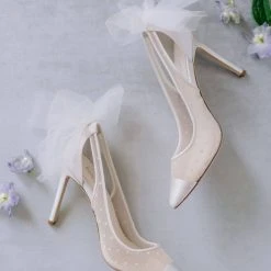 MATILDA IVORY Wedding Slingback Pumps Polka Dot High Heels