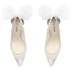 MATILDA IVORY Wedding Slingback Pumps Polka Dot High Heels