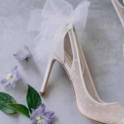 MATILDA IVORY Wedding Slingback Pumps Polka Dot High Heels