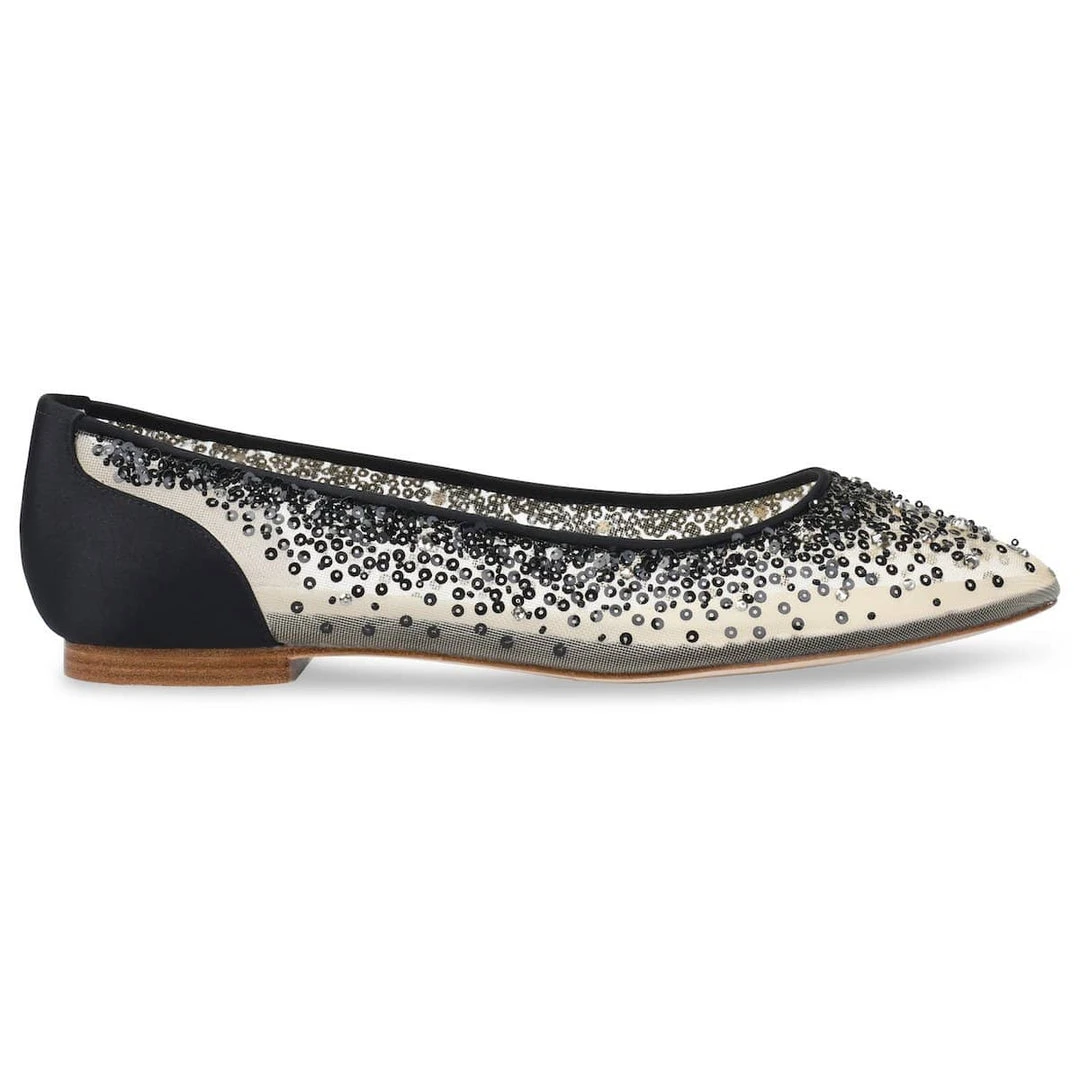 ARIEL BLACK Sequin Black Evening Flats 3 ARIEL BLACK Sequin Black Evening Flats