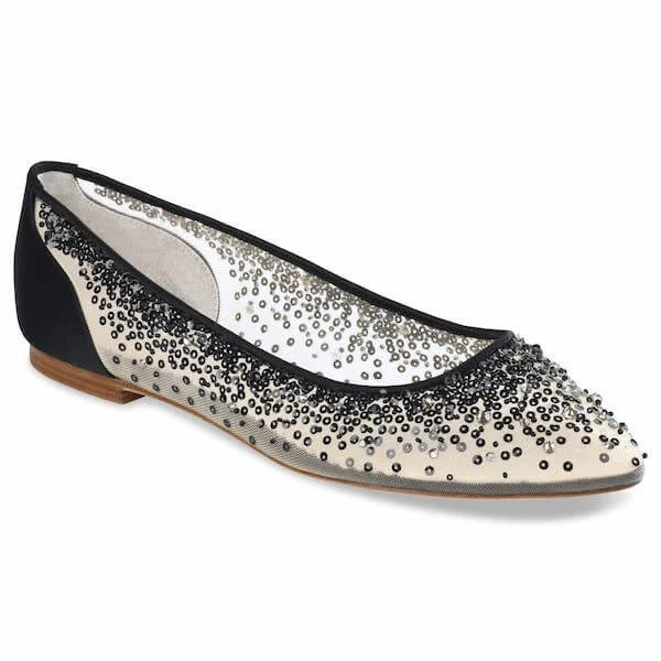 ARIEL BLACK Sequin Black Evening Flats 4 ARIEL BLACK Sequin Black Evening Flats