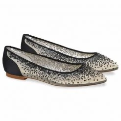 ARIEL BLACK Sequin Black Evening Flats