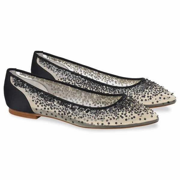 ARIEL BLACK Sequin Black Evening Flats 1 ARIEL BLACK Sequin Black Evening Flats