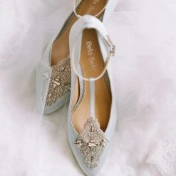 ANNALISE BLUE Blue Kitten Heel Wedding Shoes Vintage Bridal Heels
