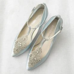 ANNALISE BLUE Blue Kitten Heel Wedding Shoes Vintage Bridal Heels