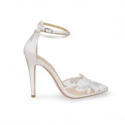 FREYA Mesh Flower Illusion Dusty Blue Bridal Shoes Wedding