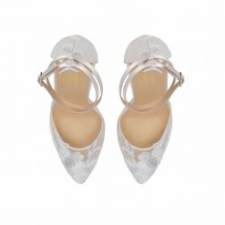 FREYA Mesh Flower Illusion Dusty Blue Bridal Shoes Wedding