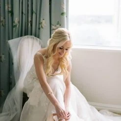 FREYA Mesh Flower Illusion Dusty Blue Bridal Shoes Wedding