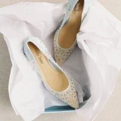 ELSA BLUE Something Blue Cinderella Wedding Heels / Blue Sequin Pumps For Evening Wear