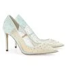 ELSA BLUE Something Blue Cinderella Wedding Heels / Blue Sequin Pumps For Evening Wear