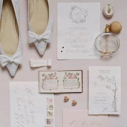 LAVENDER Wedding White Embroidered Flats With Bows By Joy Proctor