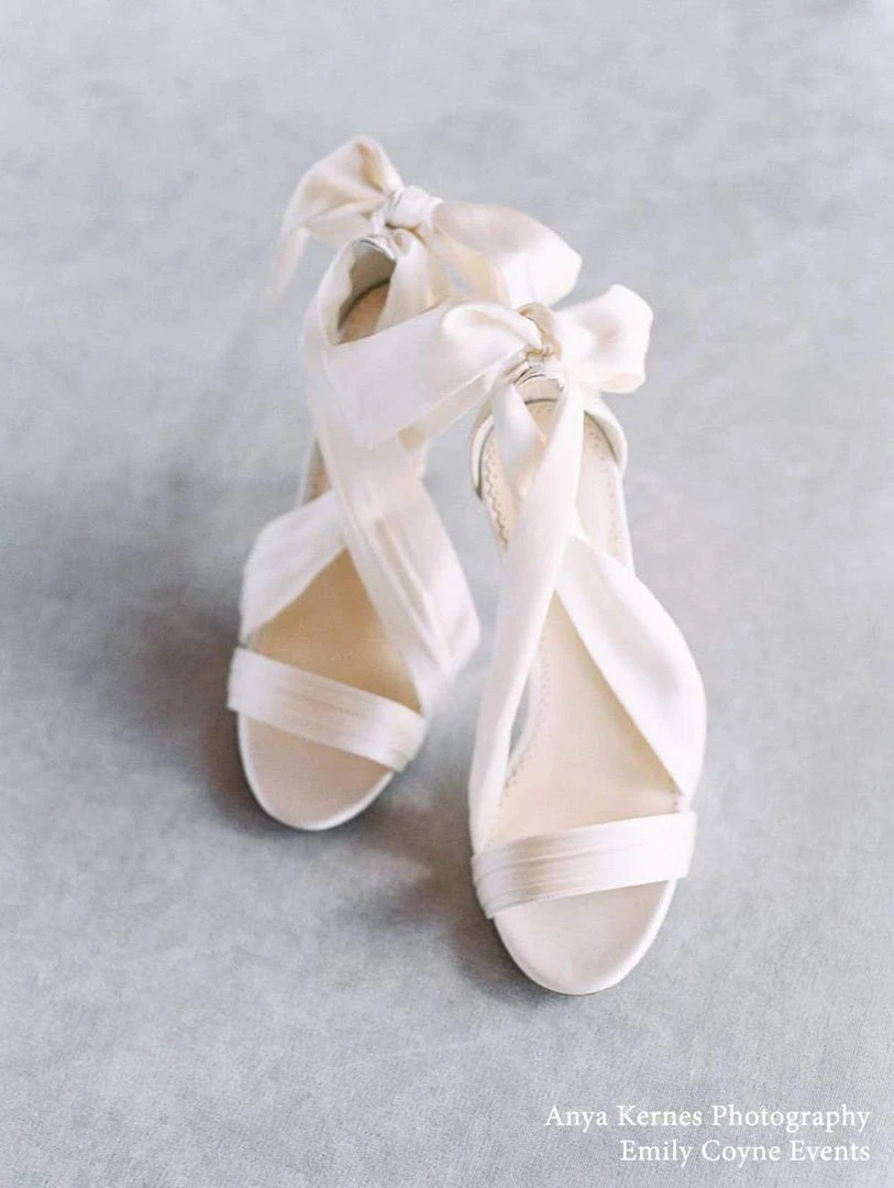 KELLY Open Toe White Ribbon Heels For Weddings 2 KELLY Open Toe White Ribbon Heels For Weddings